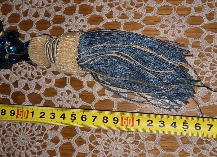 Large Cobalt Blue Silver  Glitter Painted Art Murano TIE BACK