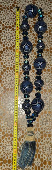 Large Cobalt Blue Silver  Glitter Painted Art Murano TIE BACK
