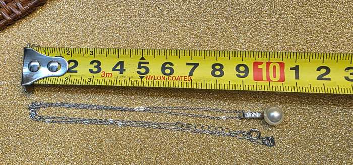 925 Silver Chain with Small Pearl Pendant  42 cm  2.51 g