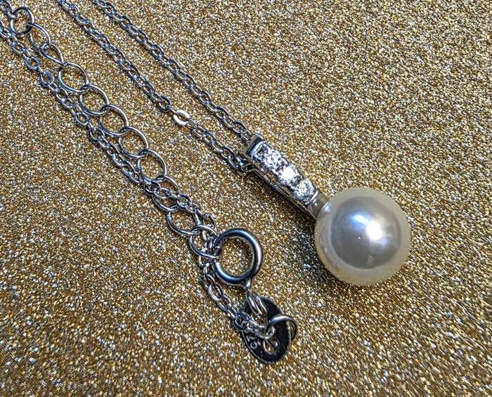 925 Silver Chain with Small Pearl Pendant  42 cm  2.51 g