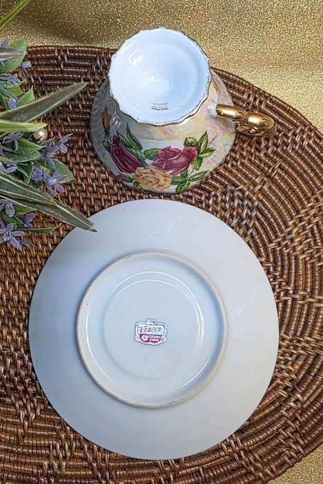 JUNE ROSE UCAGCO Japan Lusterware Footed Tea Cup & Saucer