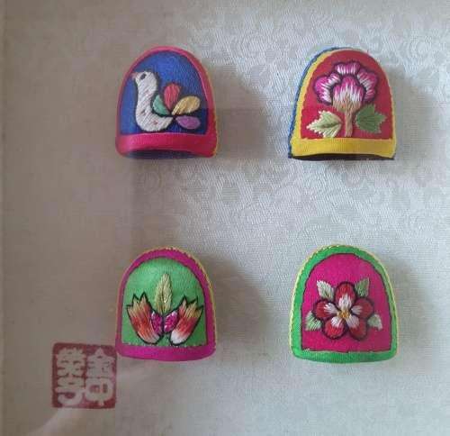 Bojagi Thimbles made in Korea (Korean Embroidered Silk Thimbles)