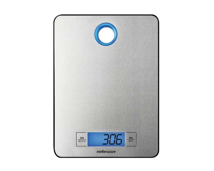 Mellerware Kitchen Scale Battery Operated Lcd Display Stainless Steel Brushed 5Kg 4.5V Saxon