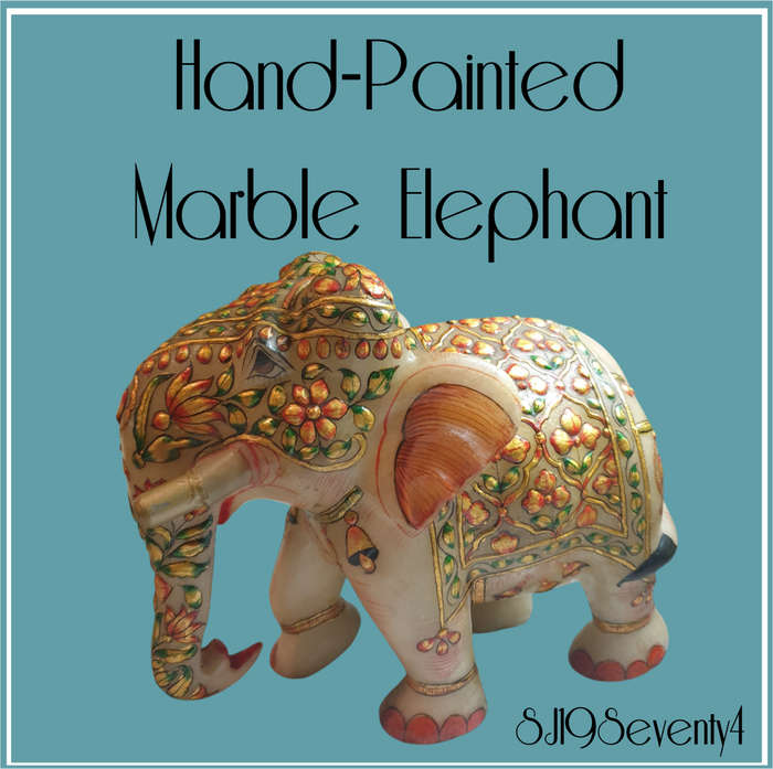 Hand-Painted Marble Elephant - A Masterpiece of Artistry on Stone |02|