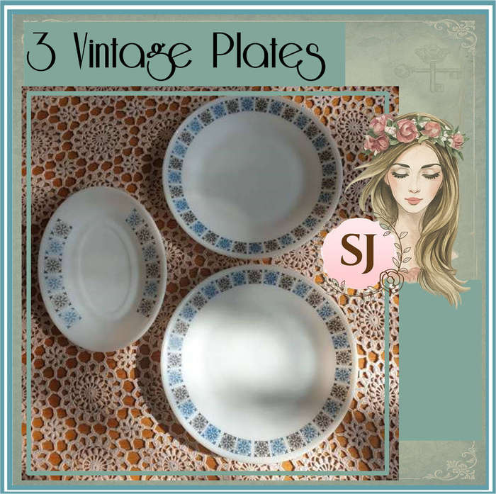 3 Vintage Plates and Side Plate