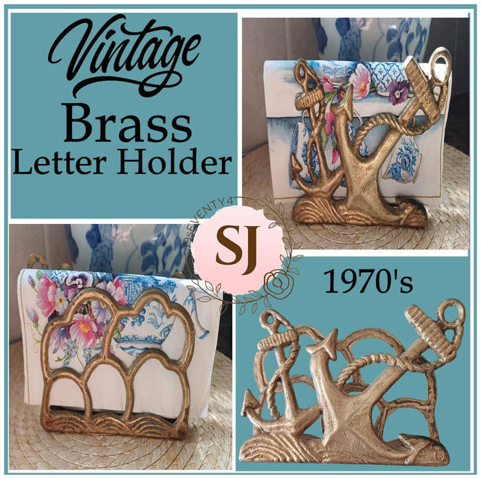 Vintage Brass Letter Holder  1970s Charm with Nautical Flair | 14 x 3 x 10 cm High |