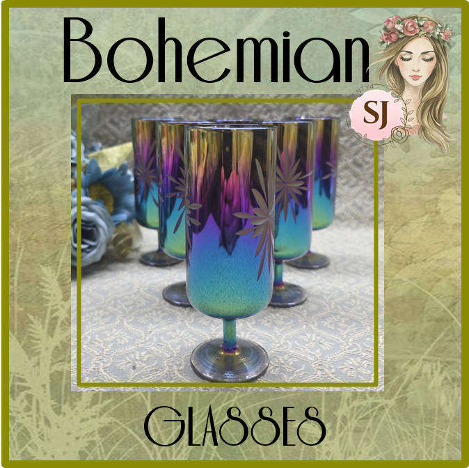 6 Bohemian Drinking Glasses