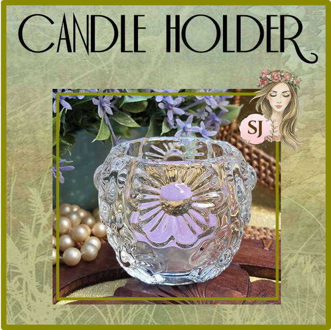 SMALL HEAVY GLASS CANDLE HOLDER