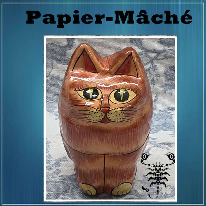 Papier-Mâché CAT Trinket Box