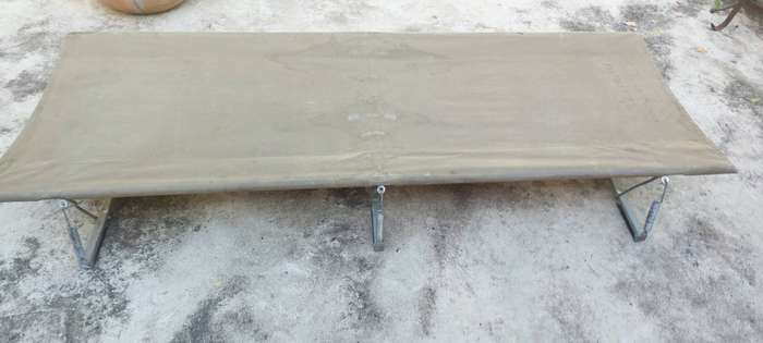 Set of two Vintage Army Officers stretcher beds in duffel bag.