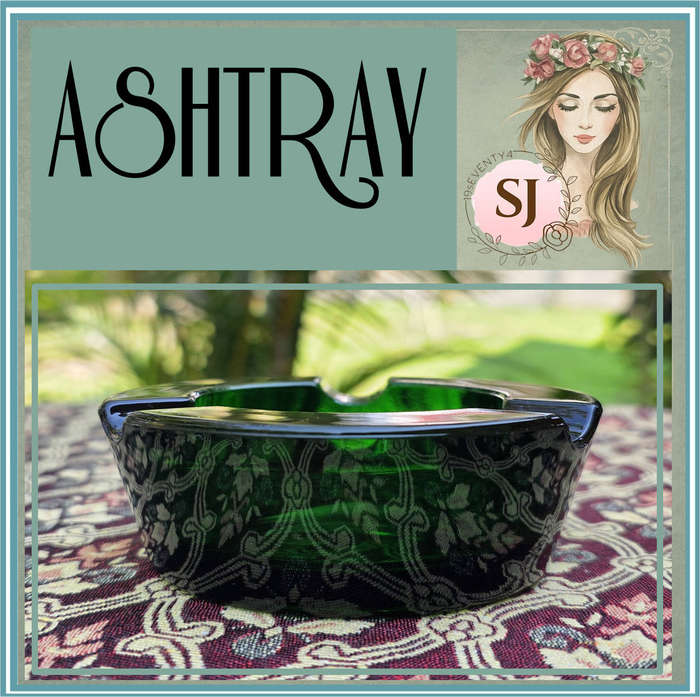 Pretty Green Glass - Mid Century Ashtray - Very Heavy and Solid