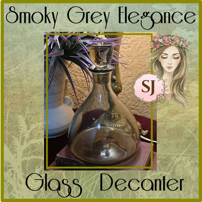 Smoky Grey Elegance  Vintage Glass Bar Decanter