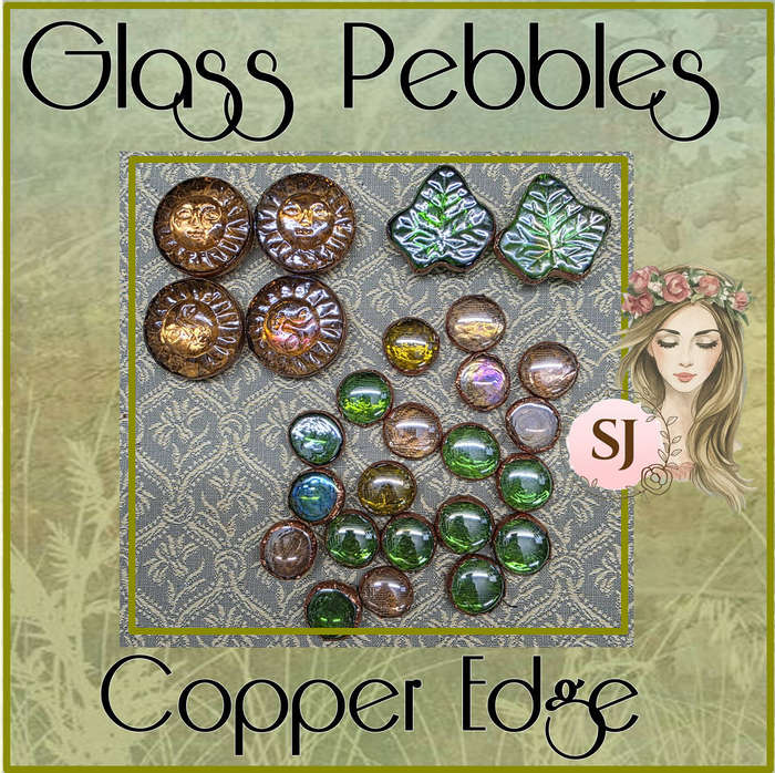 Glass Pebbles with Copper Edge