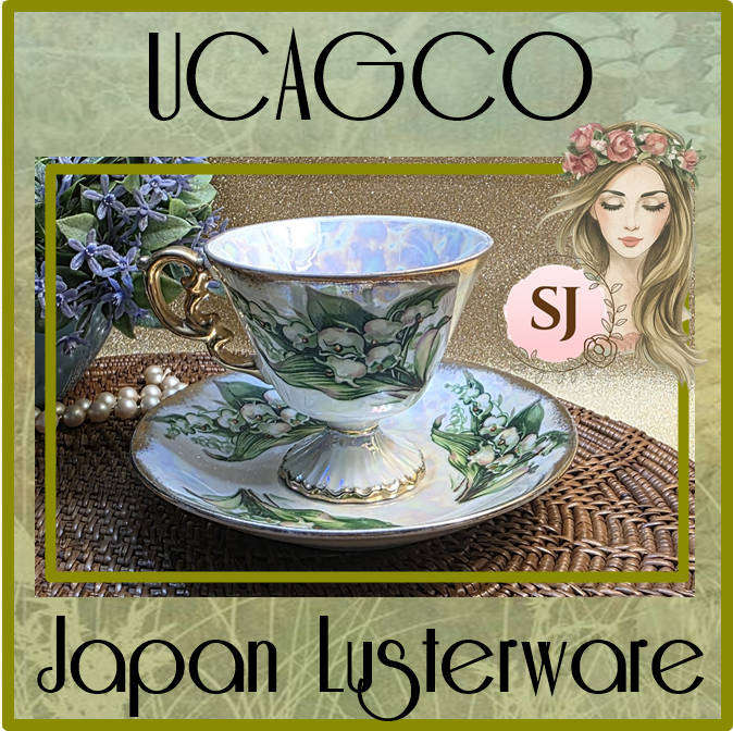 The Lily of The Valley May Flower  UCAGCO Japan Lusterware Footed Tea Cup & Saucer