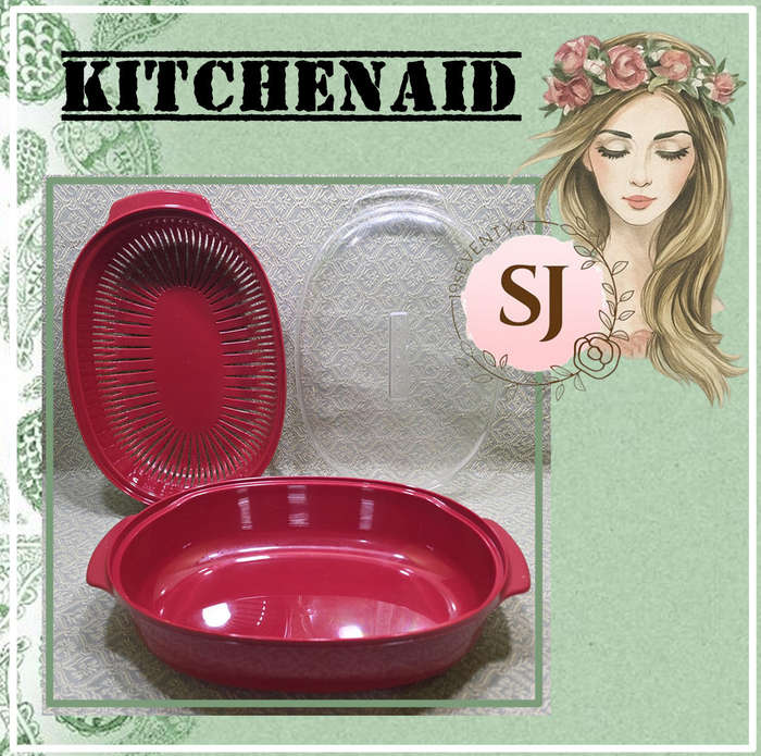 KitchenAid Universal Microwave Steamer | 3-Piece | Red & Clear | USA Import