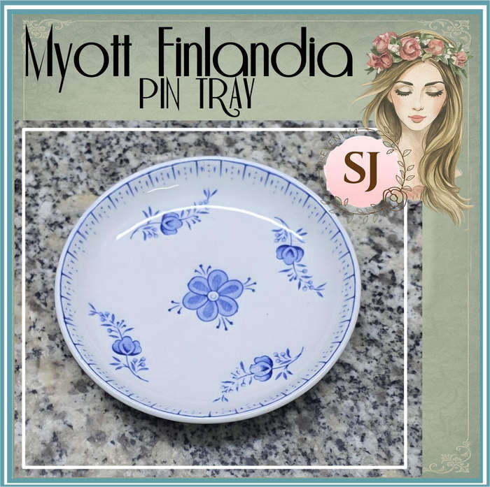Vintage Myott Finlandia Pin Tray  Blue & White Elegance  | 11 X 2 CM |