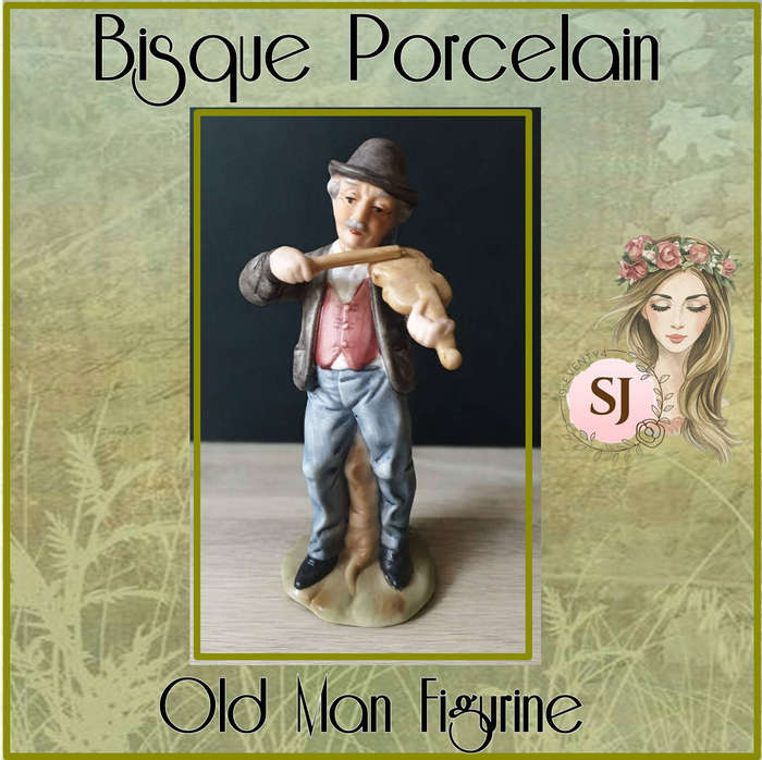 Bisque Porcelain Old Man Figurine | Decor |