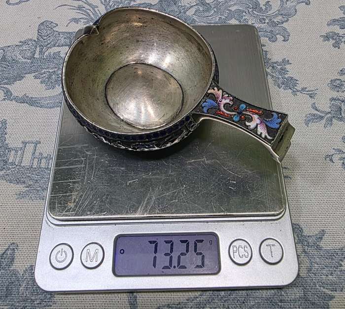 Antique Russian Silver & Enamel Kovsh by Victor Akimov  Imperial Russia, 1891, 84 Zolotnik