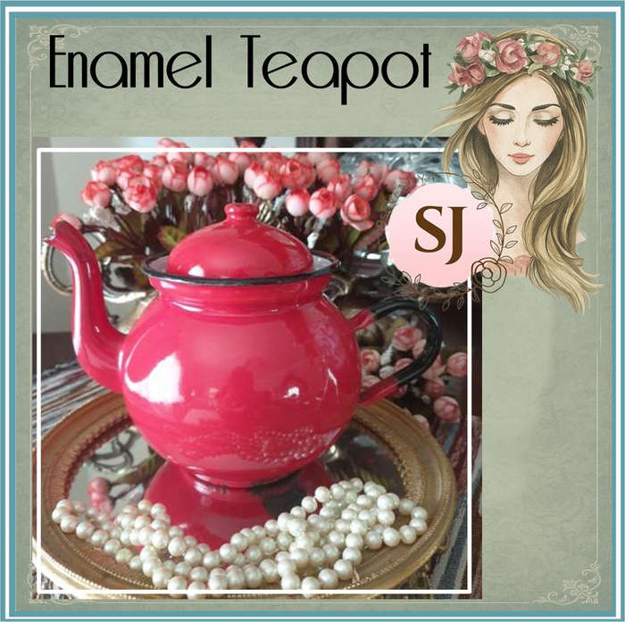 Vintage Polish Red Enamel Teapot