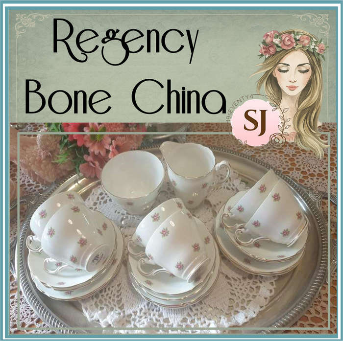 Vintage Regency Bone China Tea set with 6 Trio`s - Made in England