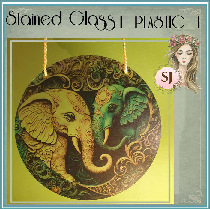 1pc Vibrant Elephants Stained Glass | Plastic
