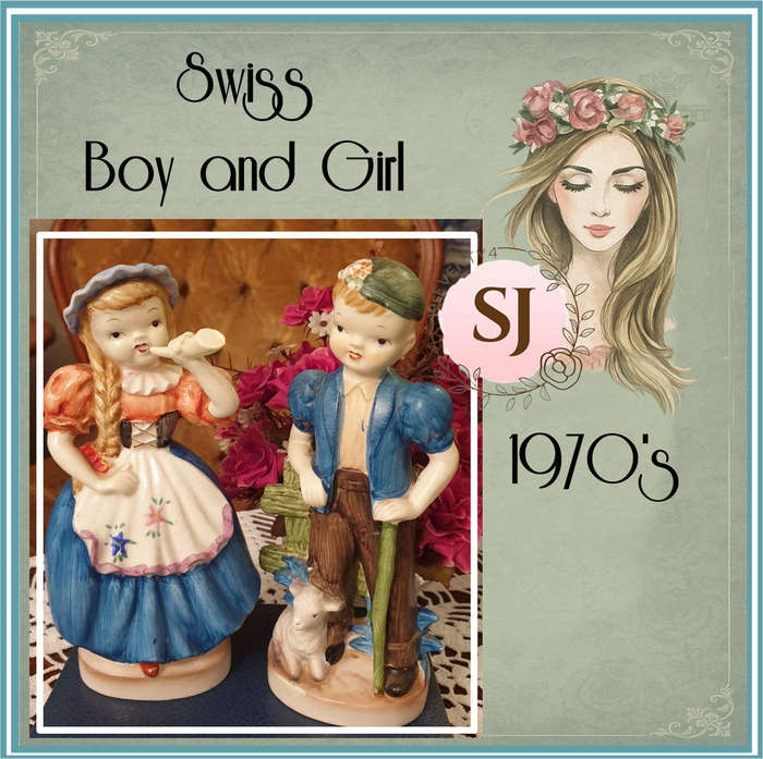 Swiss Boy and Girl Ornaments | Japan | 1970's |
