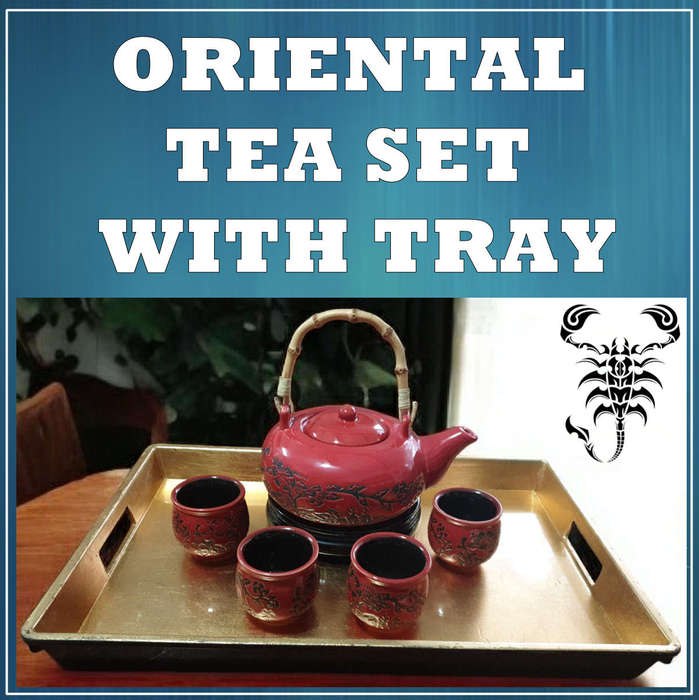 ORIENTAL TEA SET WITH TRAY