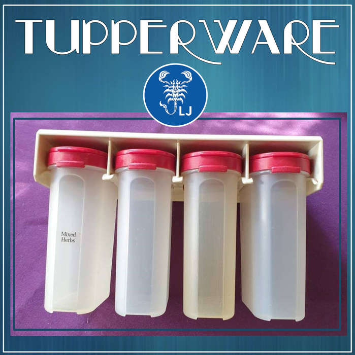 Vintage Tupperware Spice Rack Wall Hanging Modular Mates 4 containers