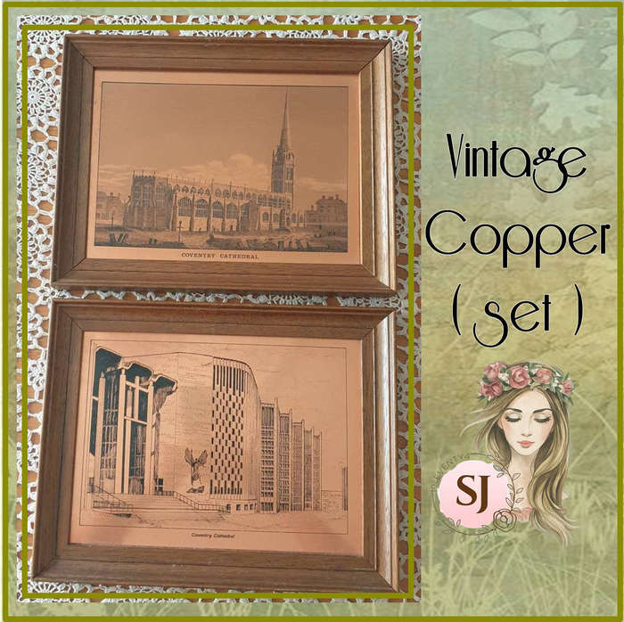 Vintage Framed Copper Etching-Etchmaster Original-Vintage Copper (set)
