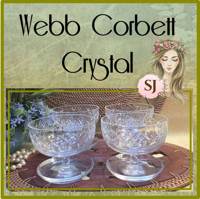 Set of 4 Webb Corbett Cut Crystal Glasses