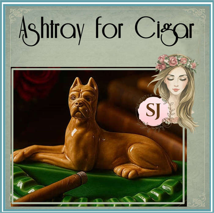 An ashtray for cigar, porcelain, dog, art deco, 1940s.