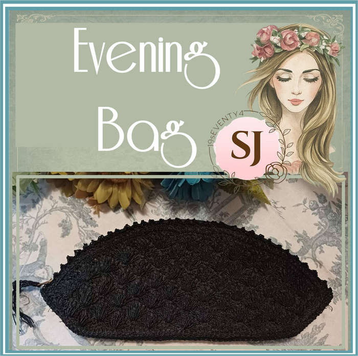 Vintage 1940s Black Evening Bag with YKK Zipper  Stunning Condition