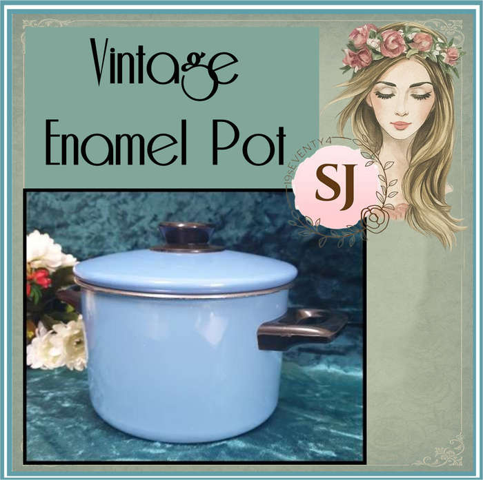 Vintage Baby Blue Pot with Lid