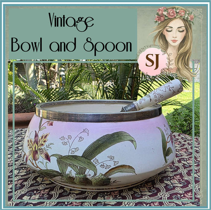Vintage Salad Bowl with Spoon