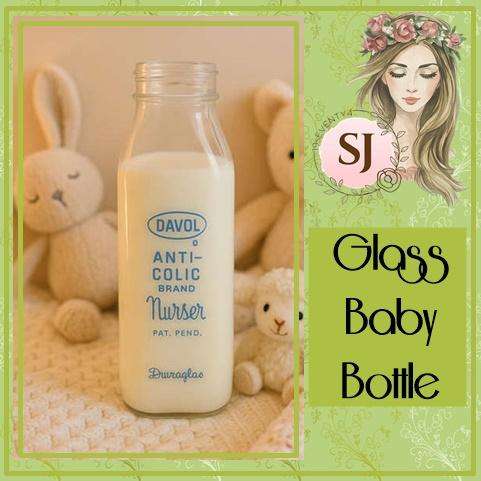 Vintage Davol Anti-Colic Brand Nurser Glass Baby Bottle, Duraglas Providence