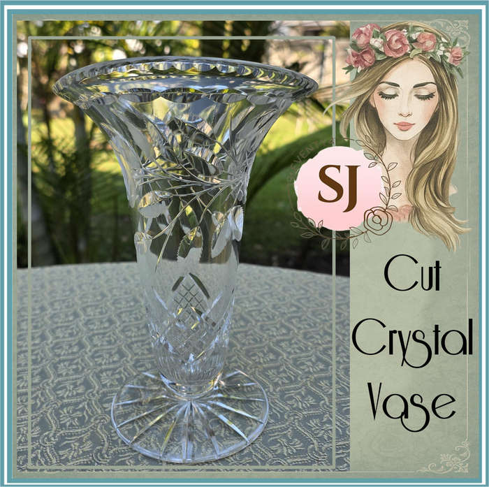 Stunning Cut Crystal Vase  22 cm High | Elegant Sparkle | 02 |