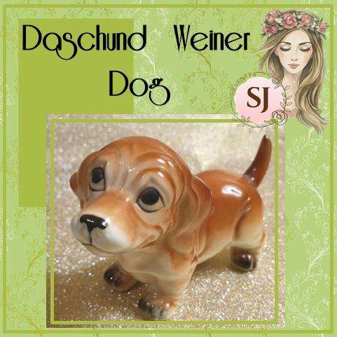 Vintage  Porcelain Glazed Daschund Weiner Dog Figurine Novelty Decor