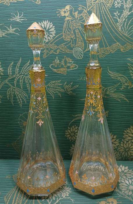 AUSTRIAN KARLSBAD FACETED  DECANTERS | Gilt Crystal Decanters |