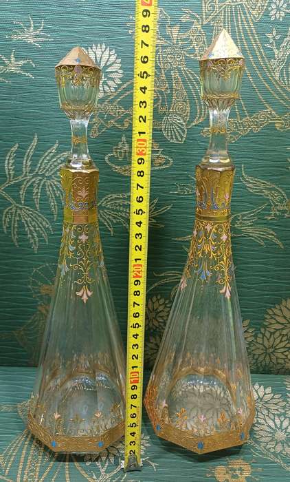AUSTRIAN KARLSBAD FACETED  DECANTERS | Gilt Crystal Decanters |