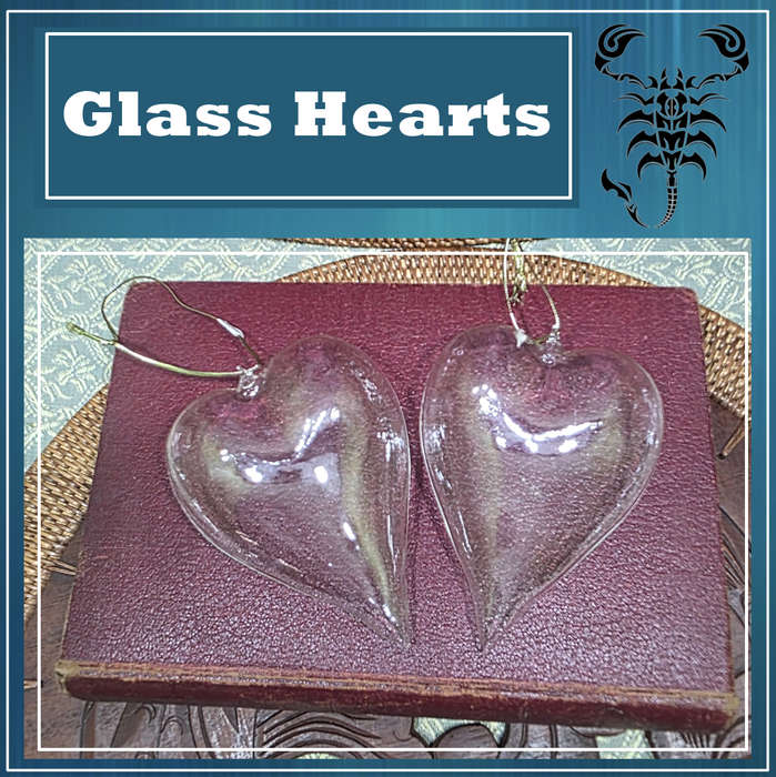 Set of Clear Glass Hearts