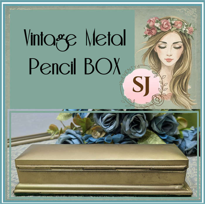 VINTAGE METAL PENCIL CASE/BOX | HEAVY | SOLID |