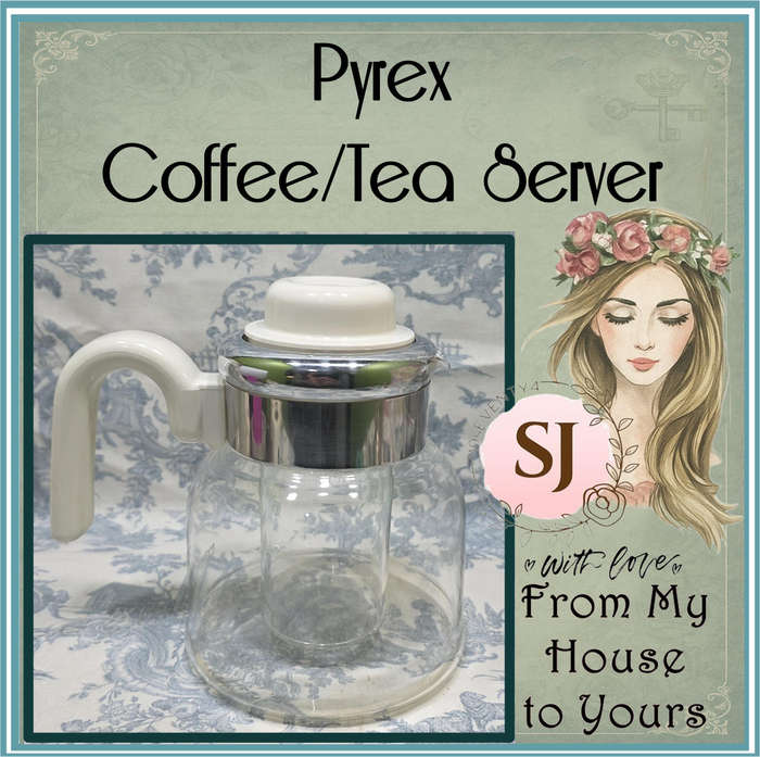 Vintage 1970s Pyrex Coffee/Tea Server | 2-in-1 Hot or Cold with Glass Ice Holder