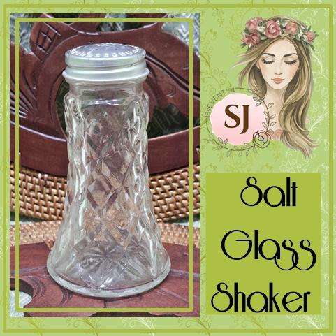Vintage  Salt Glass Shaker Diamond Pattern  Aluminum Lid
