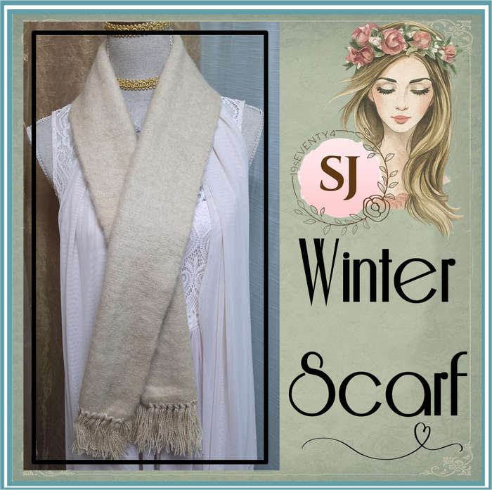 Soft Tan Winter Scarf with Tassels