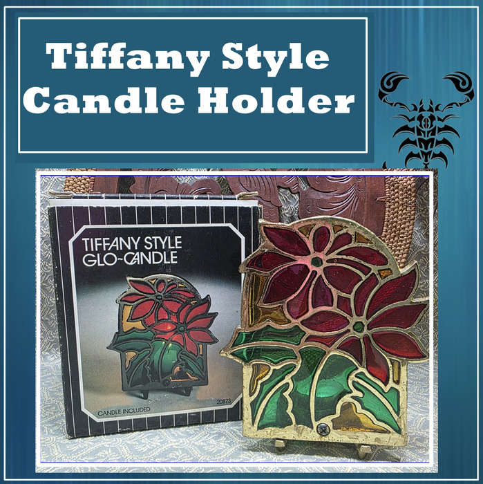 Tiffany Style | Cast Iron | candle holder | Vintage |