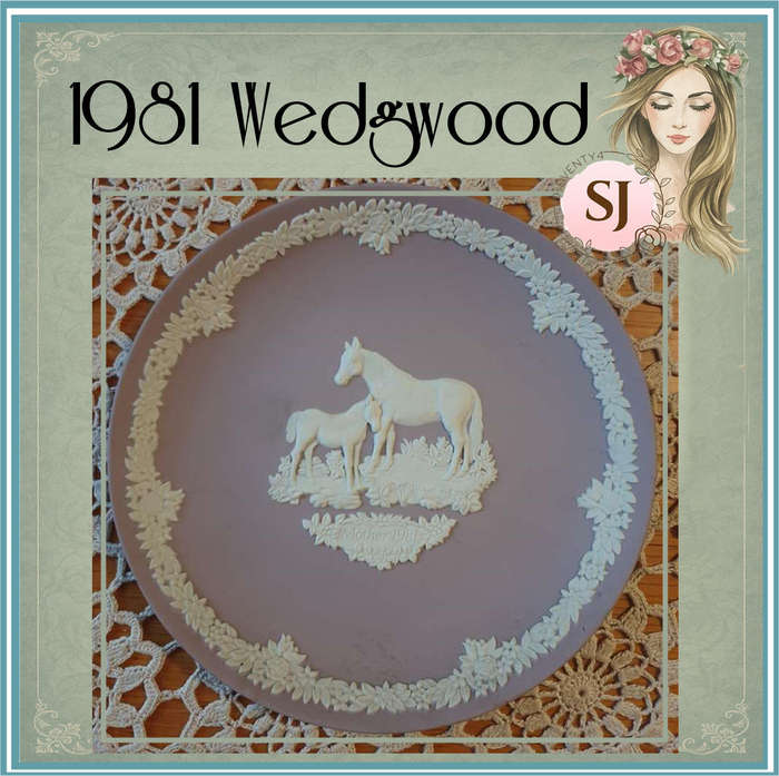 Vintage 1981 Wedgwood White on Lilac Jasperware Mother's Day Collectible Horse Plate