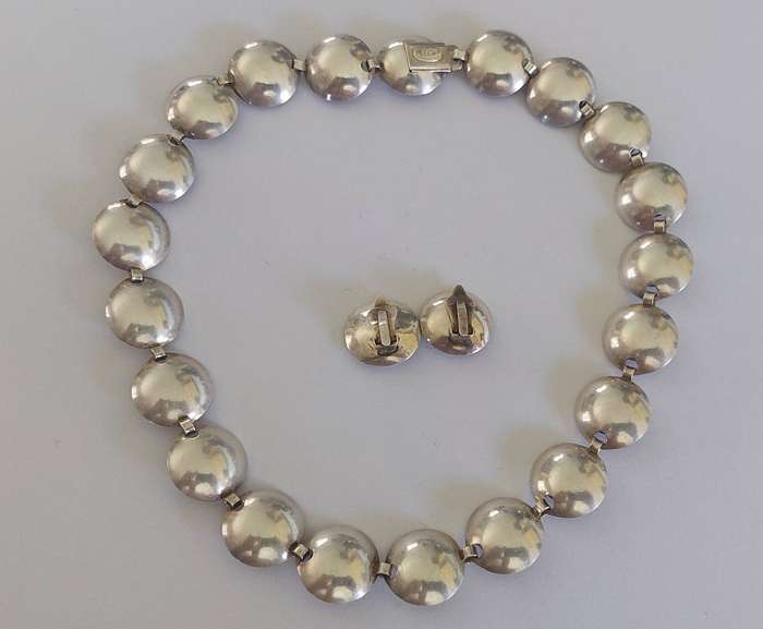 Rare!! Danish Herman Siersbol sterling silver necklace & earrings set 61.8g Value R4500