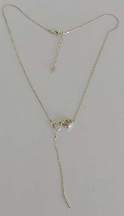 Gorgeous vintage sterling silver double heart necklace 4.9g