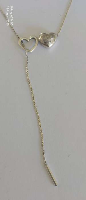 Gorgeous vintage sterling silver double heart necklace 4.9g
