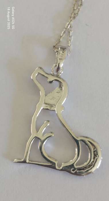 Cutest!! Vintage sterling silver dog pendant with chain 2.8g